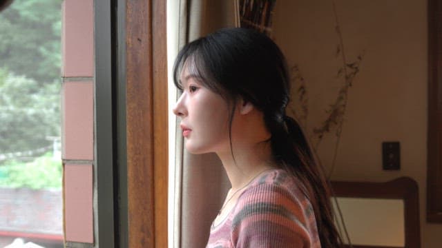 Woman gazing out the window