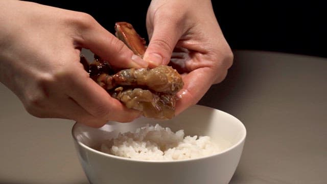 Soy crab on White and Hot RIce