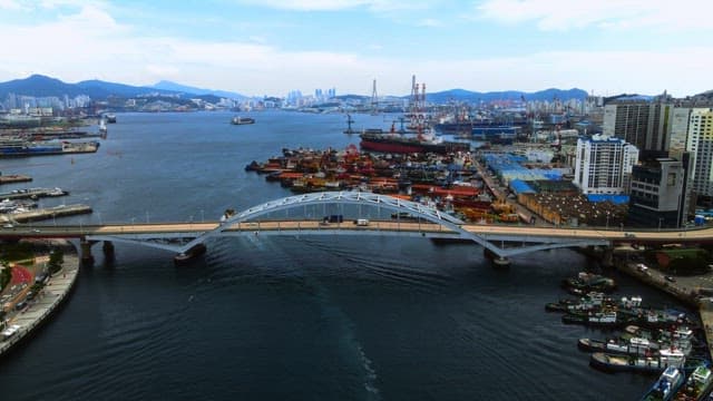 Aerial View of a Bustling City Port