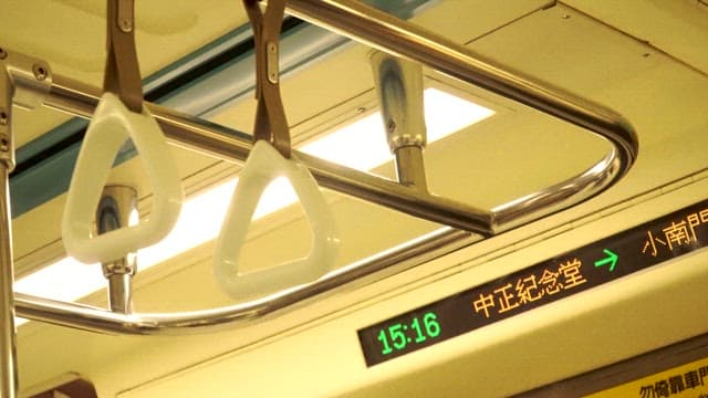 Handrails and Indicating Screen Inside a Moving Train 