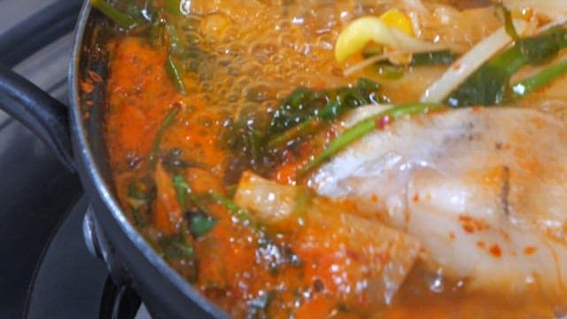 Boiling spicy fish stew