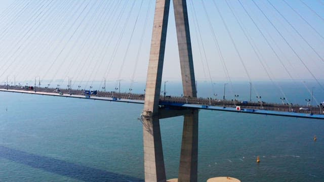 Large Incheon bridge over the sea