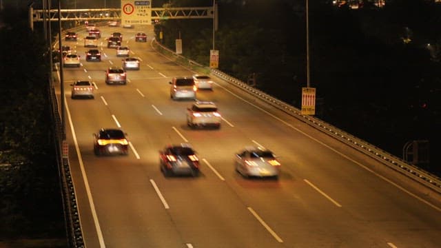 Night Traffic Flow on a Busy Highway