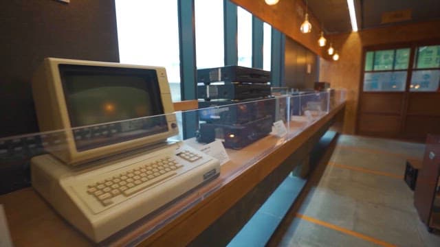 Display of Vintage Electronic Devices in a Museum