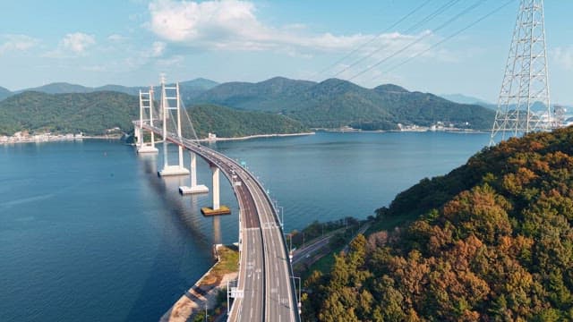 Scenic bridge over a calm blue sea