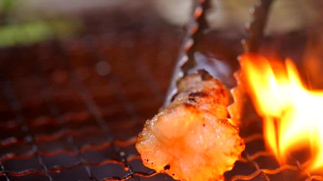 Sizzling Barbecue Meat on Grill
