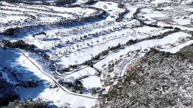 Snow-Covered Landscape from Above