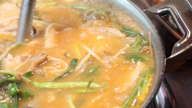 Hot Sundae Gukbap with Various Ingredients