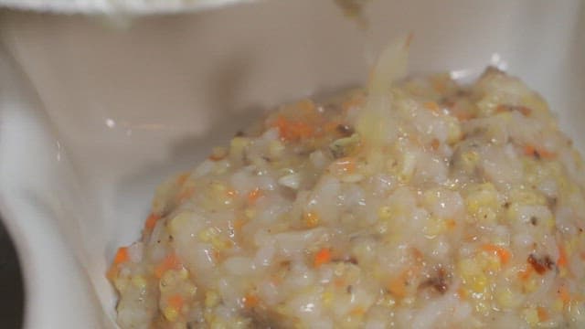 Warm and savory porridge in a bowl