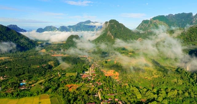 Aerial View of Misty Mountain Village
