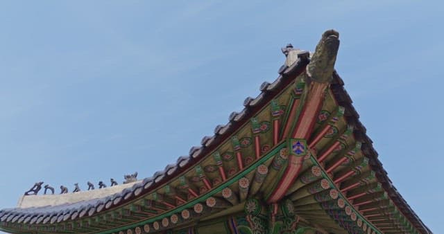 Traditional Korean architecture with ornate roof