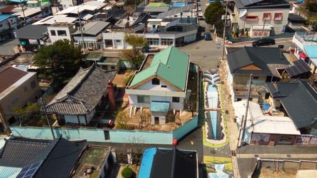 Traditional Korean village with murals