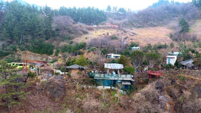 Rural hillside village with scattered houses