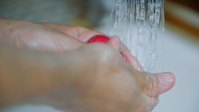 Washing Fresh Radishes Under Running Water