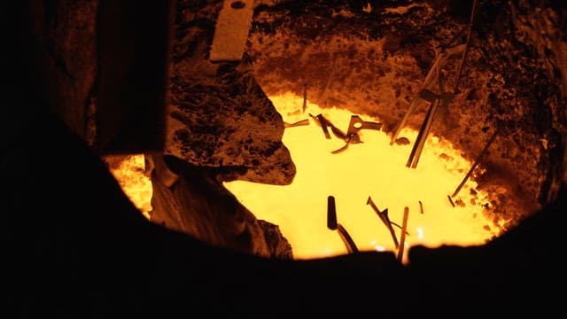 Molten metal in a furnace
