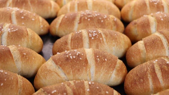 Salted butter rolls on a tray