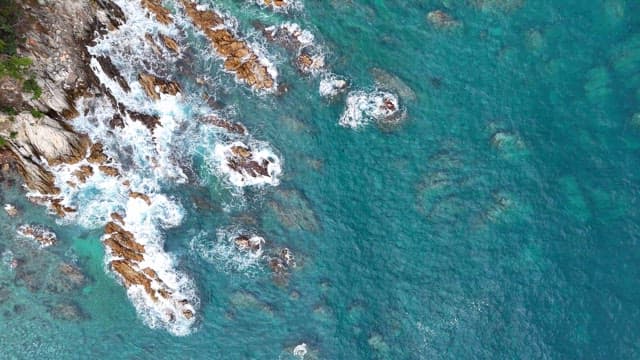Rocky coastline with waves crashing