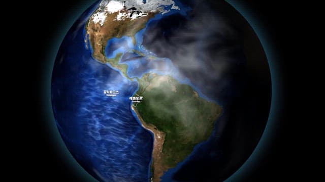 Animation of Earth with focus on Galapagos Islands