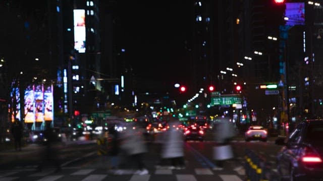 Bustling City Street at Night