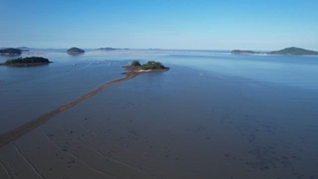 Serene Seascape with Islands and Tidal Flats