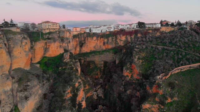 Scenic view of a cliffside village