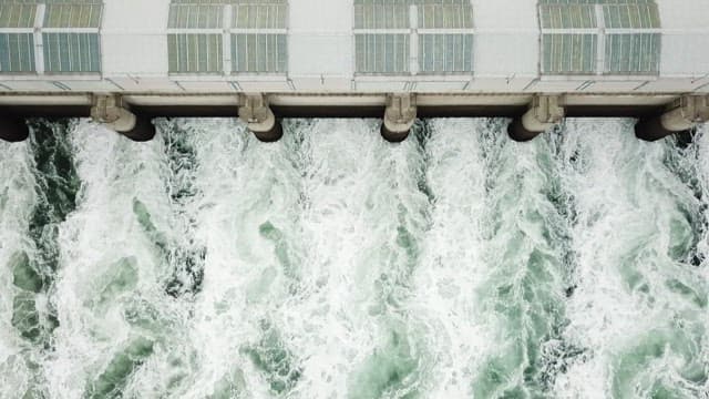 Dam with rushing water