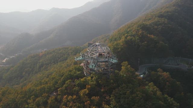 Skywalk Observatory on a Mountain with Many Visitors