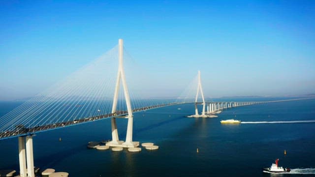Incheon bridge over a calm sea