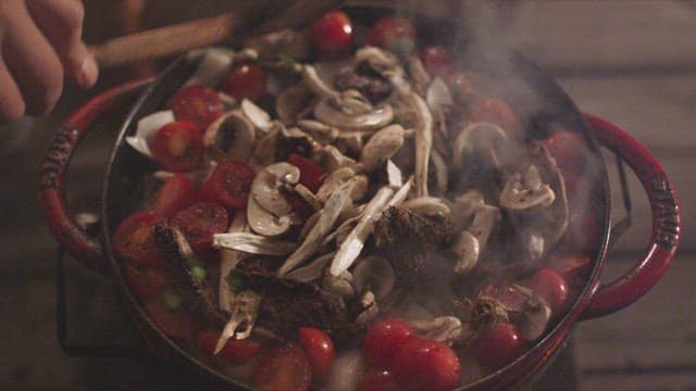 Preparing a Hearty Stew with Fresh Vegetables