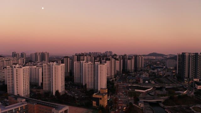Twilight over Quiet Residential Cityscape
