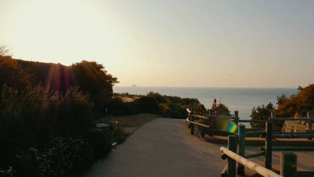 Serene Coastal Pathway at Sunset