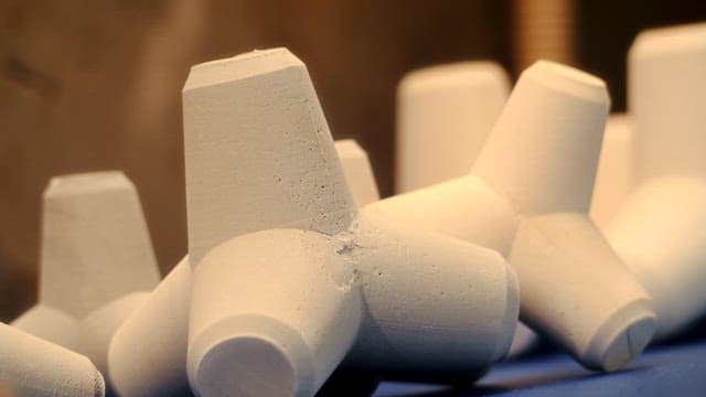 Close-up of ceramic pieces in workshop