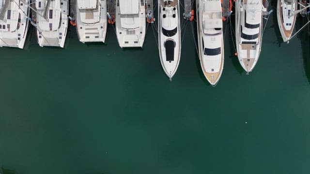 Yachts docked at a marina