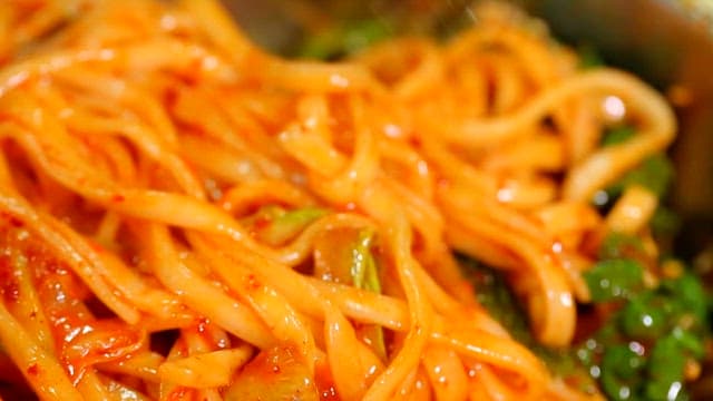 Spicy kalbibimguksu with vegetables