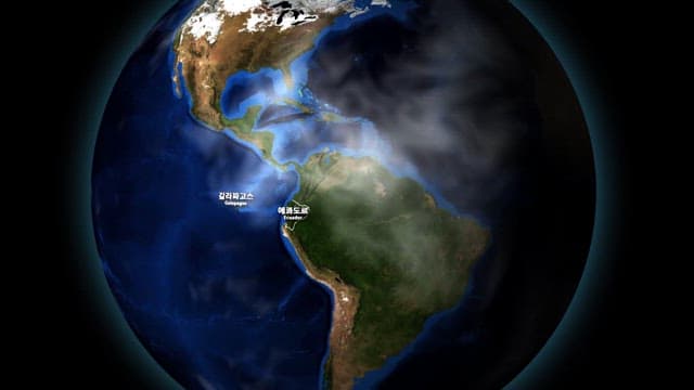 Animation of Earth with focus on Galapagos Islands