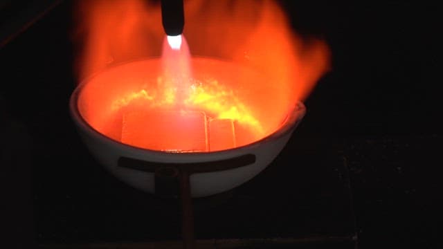 Metal being melted with intense heat