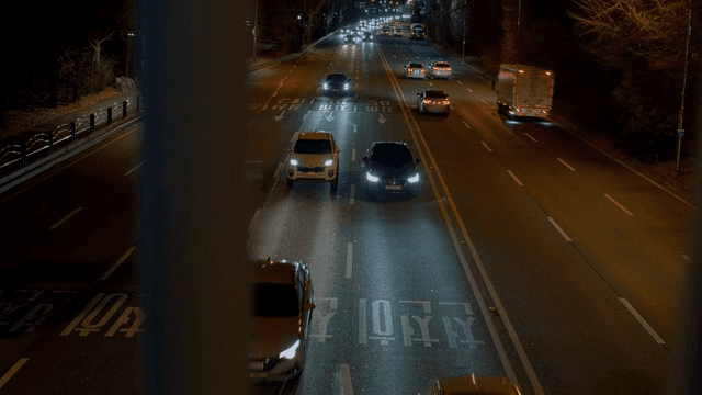 Night traffic on a busy road