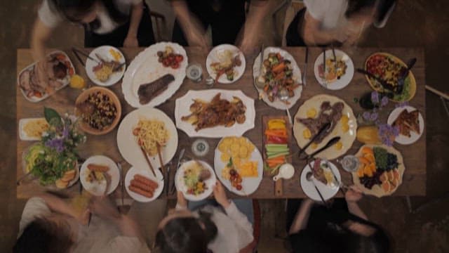 Friends Gathering for a Lively Dinner