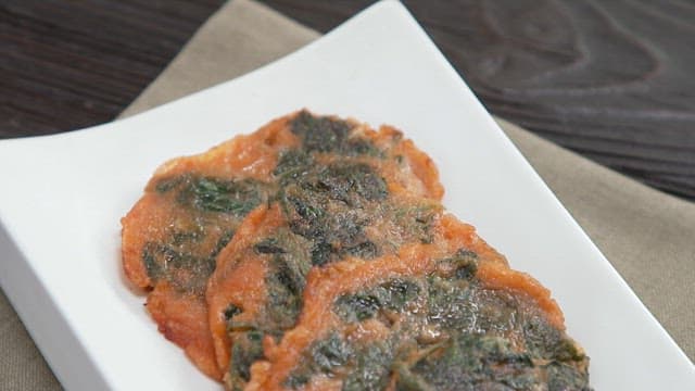 Korean Thistle Pancake on White Plate