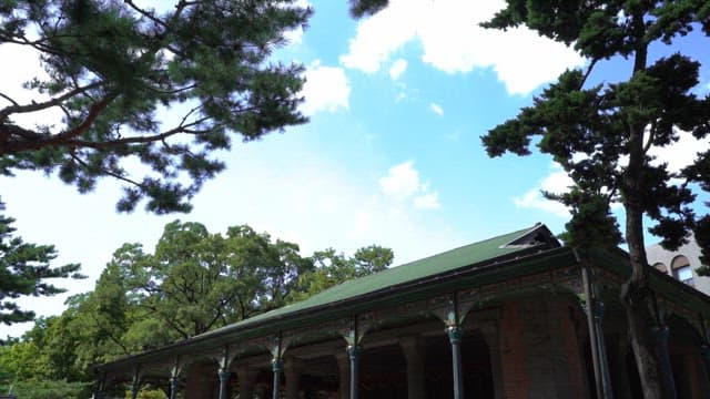 Jeonggwanheon, a western-style pavilion in Deoksugung Palace under the blue sky