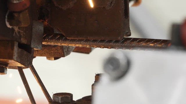 Metal machine operating with sparks