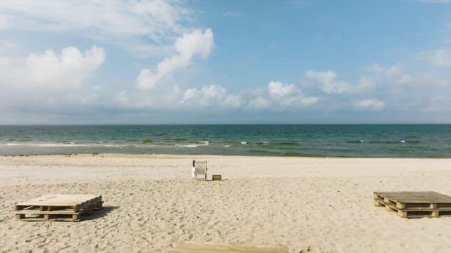 Serene beach with waves