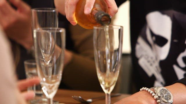 Champagne Poured into a Clear Glass