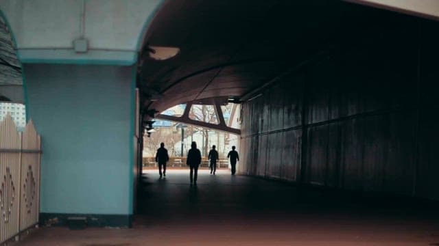 Pedestrians Crossing the Underpass