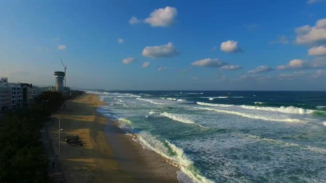 Aerial View of a Coastal Cityscape