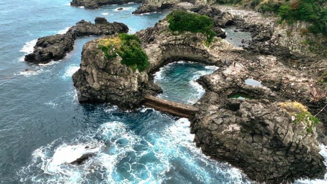 Rocky coastline with tidal pools