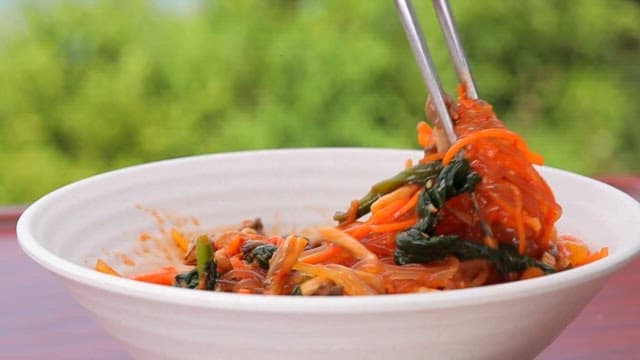 Oyster Mushroom Bibim Dangmyeon in a Bowl