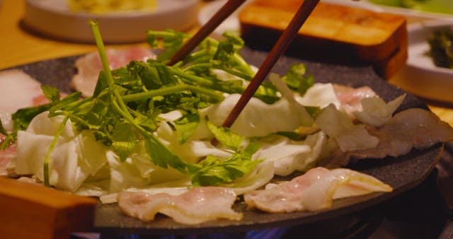 Pork Grilled Deliciously with Parsley and Cabbage