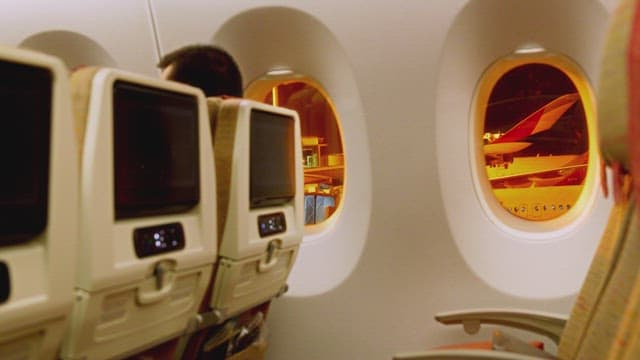 Window view from the seat inside the airplane