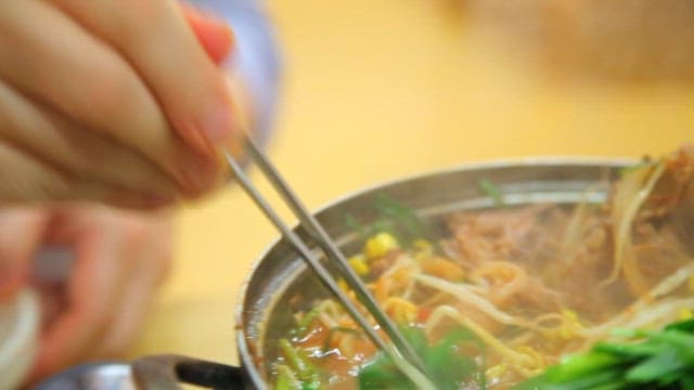 Chopsticks for taking the chives in pork backbone stew